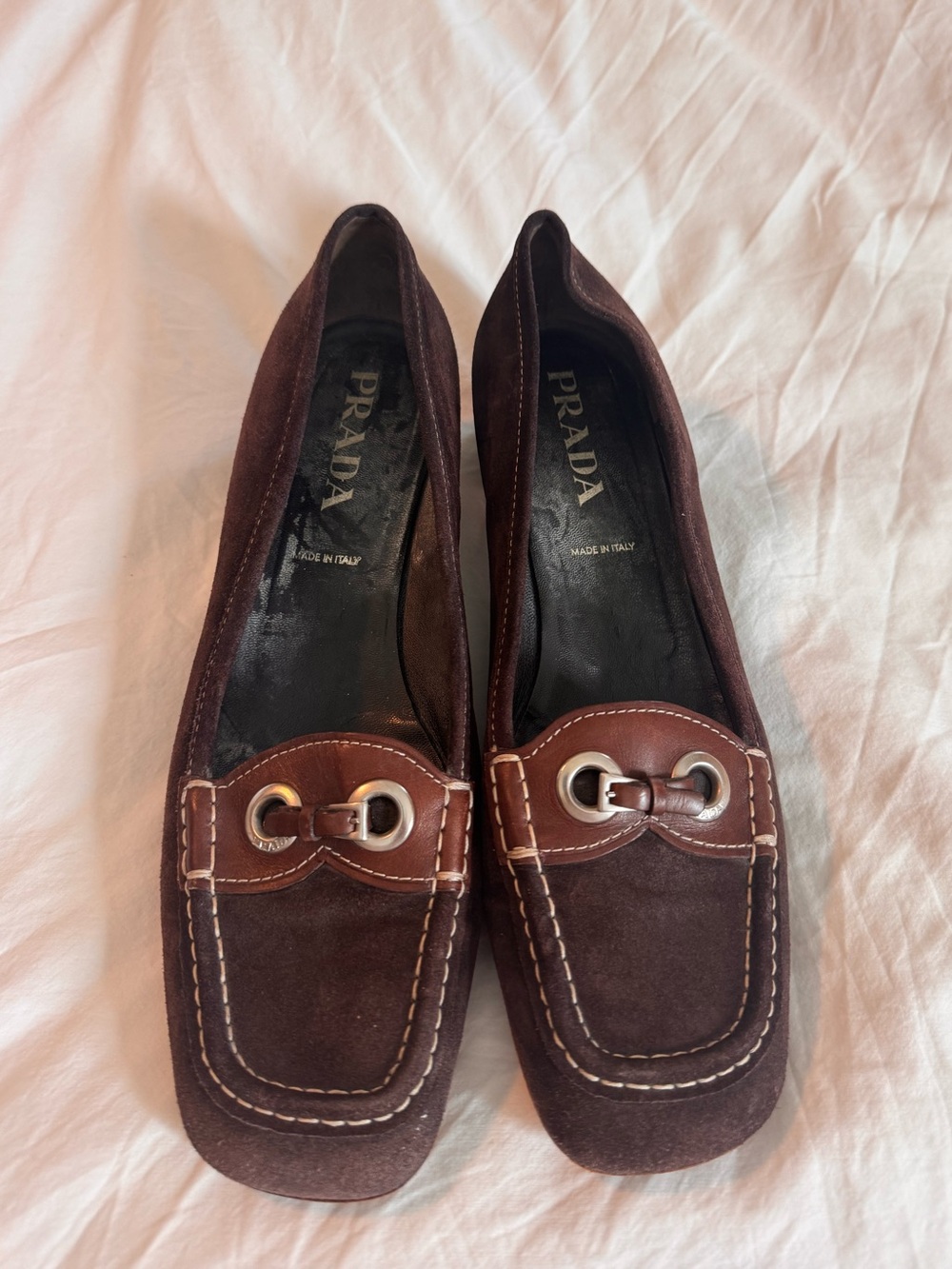 Vintage Prada Brown Suede & Leather Bit Loafers